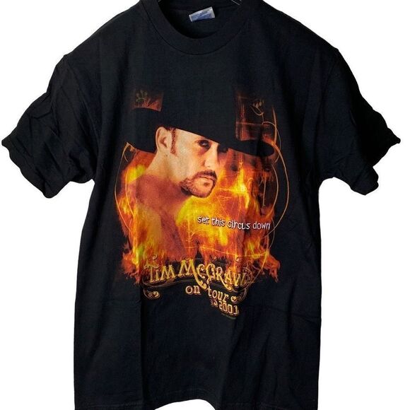 Vintage Y2K 2000s Tim McGraw set this circus down country music band t shirt siz - Picture 1 of 4